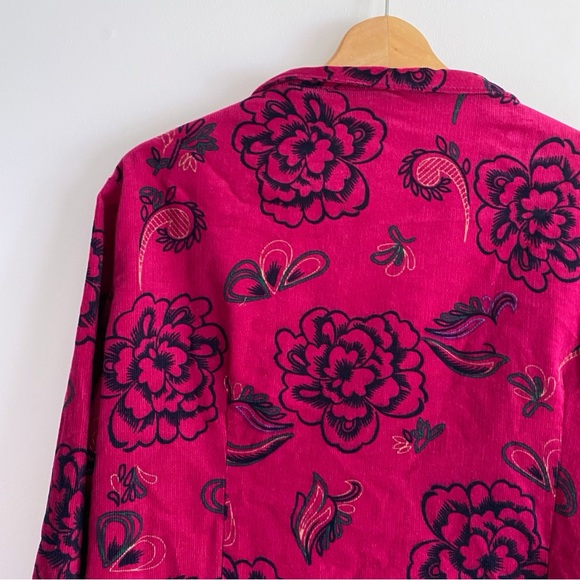 Home Sewn Fuchsia Floral Corduroy Open Front Jacket - Picture 9 of 12